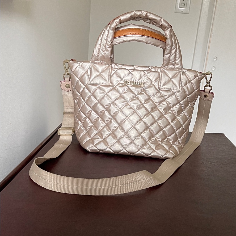 Quilted Beige Handbag with Strap